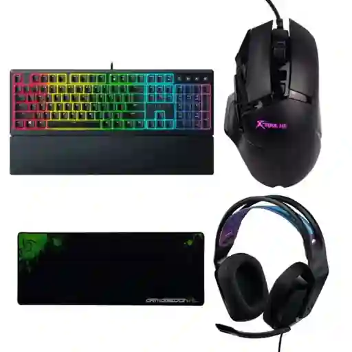 Combo Gamer Mouse Gm520 + Teclado Ornata V3 + G335 + Pad Vsg