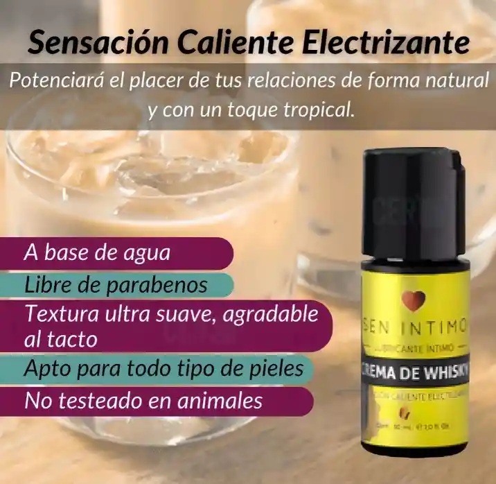 Lubricante Sen Intimo Crema De Whisky Sensacion Caliente Electrizante 30ml