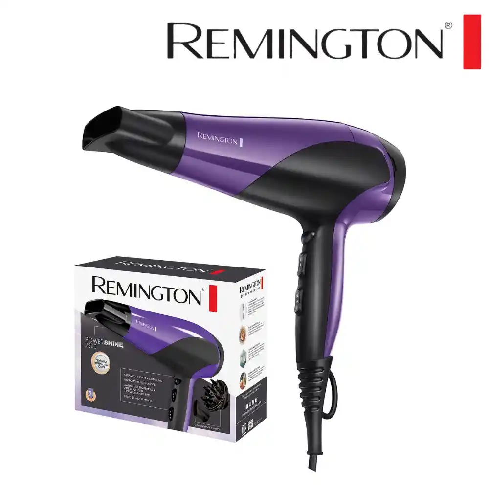 Secador Remington Original Power Shine Ceramica Iones Y Turmalina 2200