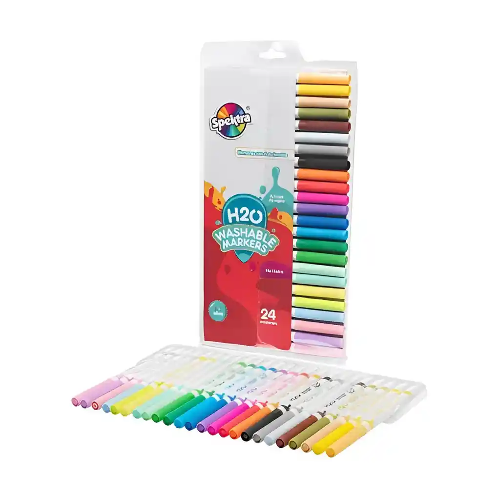 Kit Marcadores Lavables H2o Spektra 24 Colores Para Niños