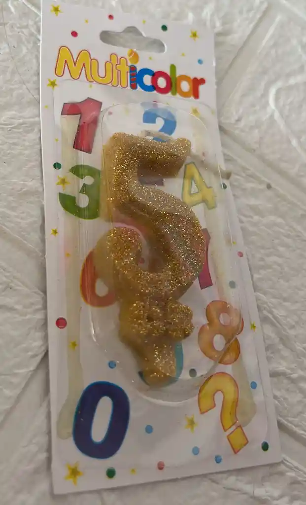 Vela De Cumpleaños Numero 5 Dorada