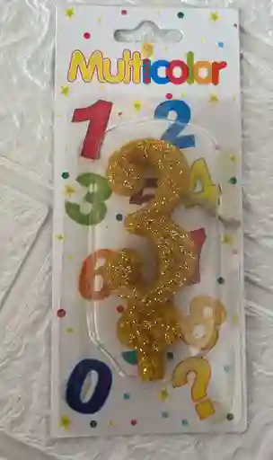 Vela De Cumpleaños Numero 3 Dorada