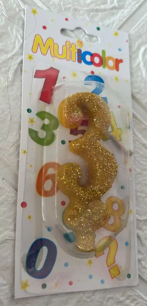 Vela De Cumpleaños Numero 3 Dorada