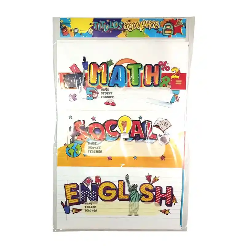 Rotulo Escolar Para Cuaderno Ingles X12 Materias