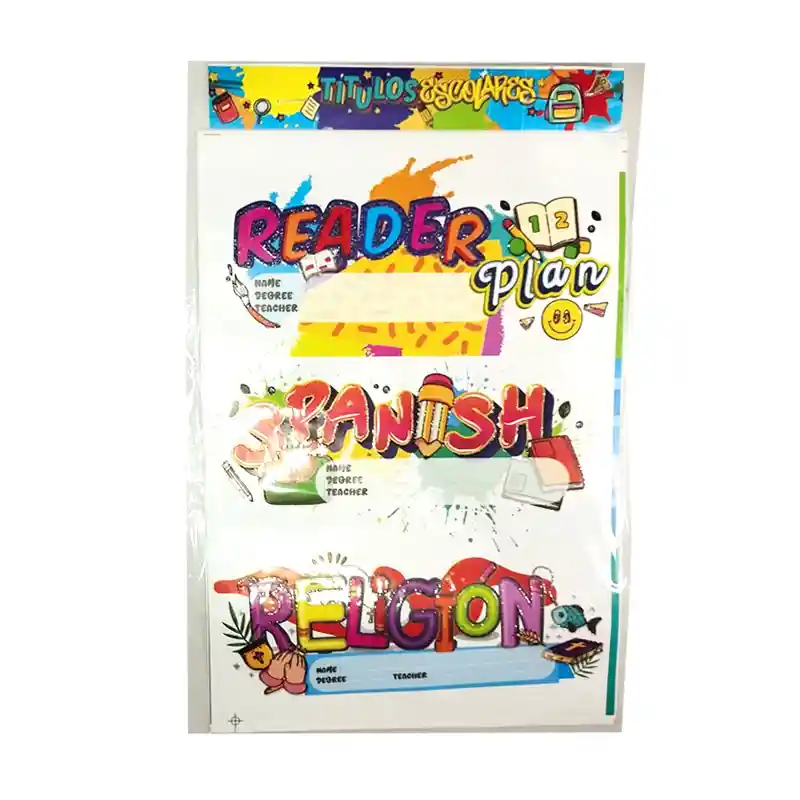 Rotulo Escolar Para Cuaderno Ingles X12 Materias