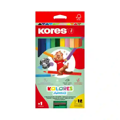 Colores Kores Unipunta Jumbo 12 Und Triangulares