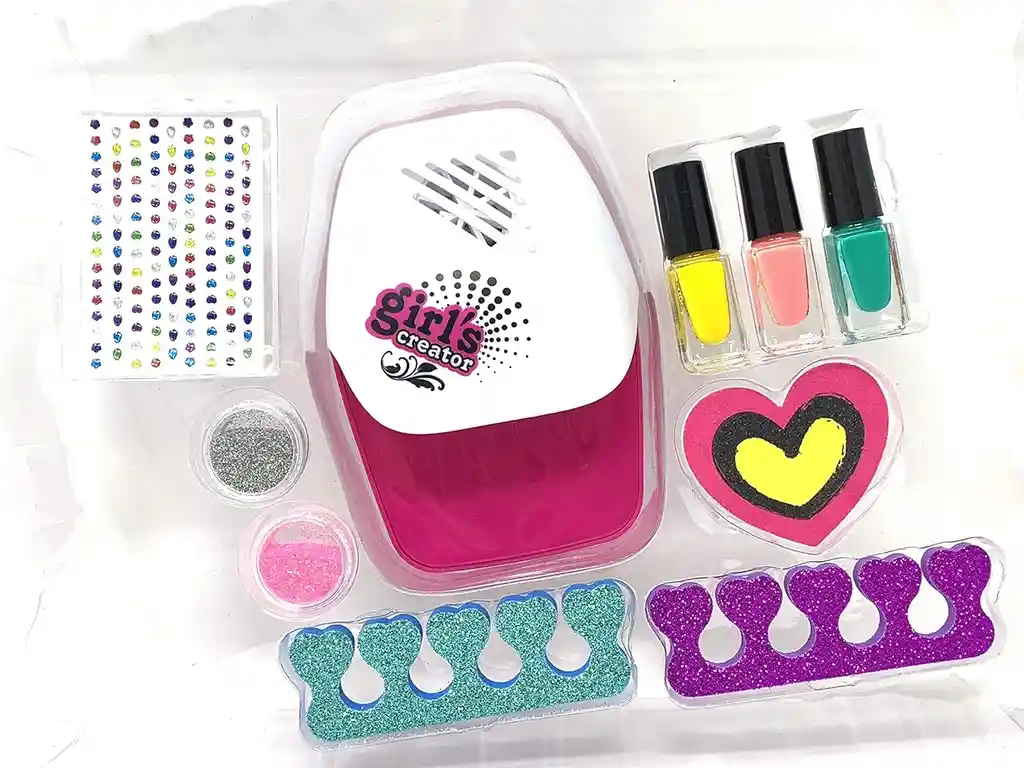 Set Nail Glam Salon Decoración De Uñas Con Secador Para Niñas