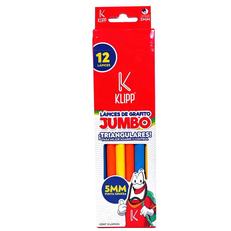 Lapiz Negro Jumbo 5 Mm 12 Und Triangular Klipp