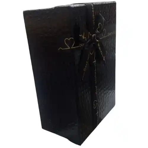 Caja Fina Regalo Metalizada Rectangular Negra Grande