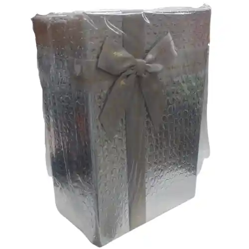 Caja Fina Regalo Metalizada Rectangular Plateado Mediana