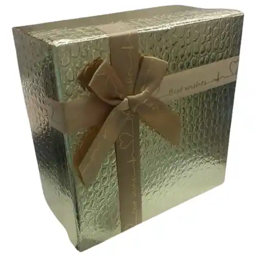 Caja Fina Regalo Metalizada Cuadrada Dorado Pequeña