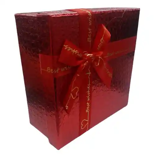 Caja Fina Regalo Metalizada Cuadrada Roja Grande