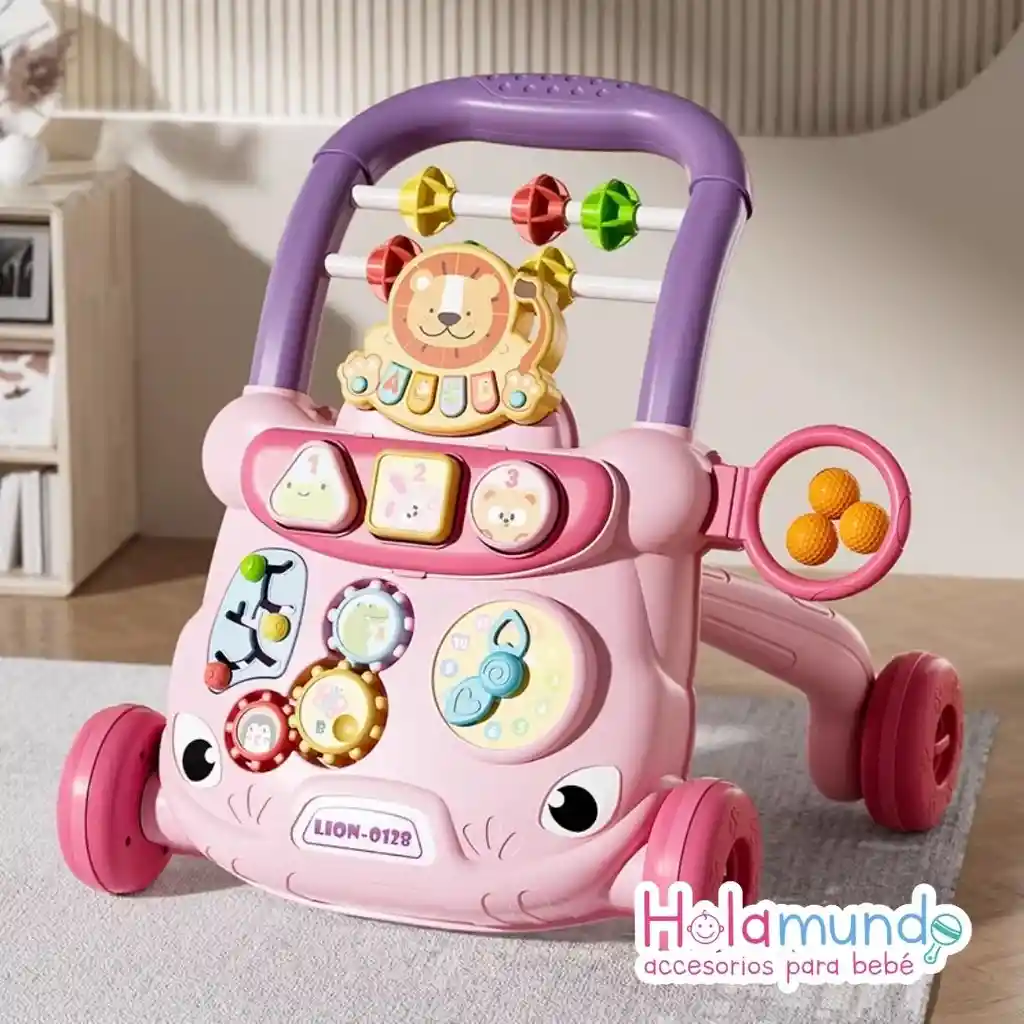 Andadera Musical Estimulante Y Didactica Azul, Rosado Y Gris