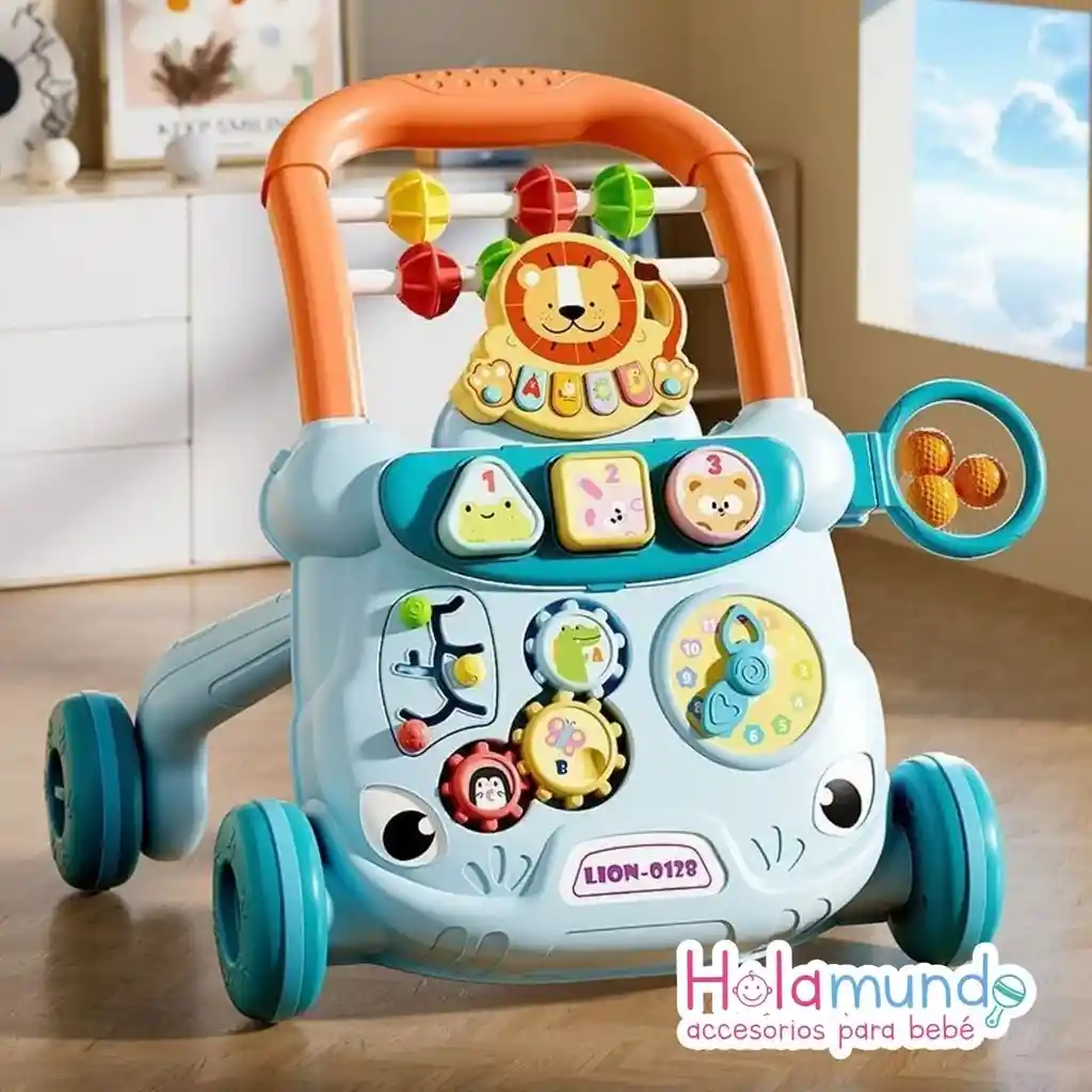 Andadera Musical Estimulante Y Didactica Azul, Rosado Y Gris
