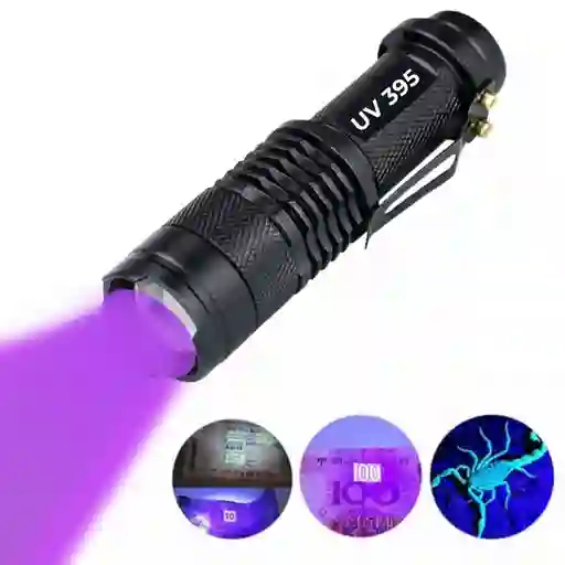 Linterna Luz Ultravioleta Uv Recargable Zoom 395 nm