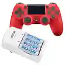 Combo Control Inalámbrico Ps4 + Cargador De 4 Pilas Beston Rojo