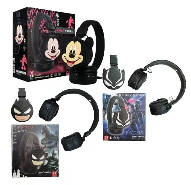 Diadema Bluetooth Kr 9900 Negras De Diseños Surtidos