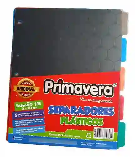 Separadores Plásticos Primavera Para folder X5 Unidades