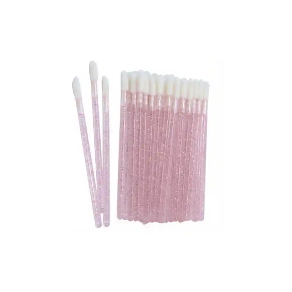 50 Aplicadores De Maquillaje Escarchados Rosado