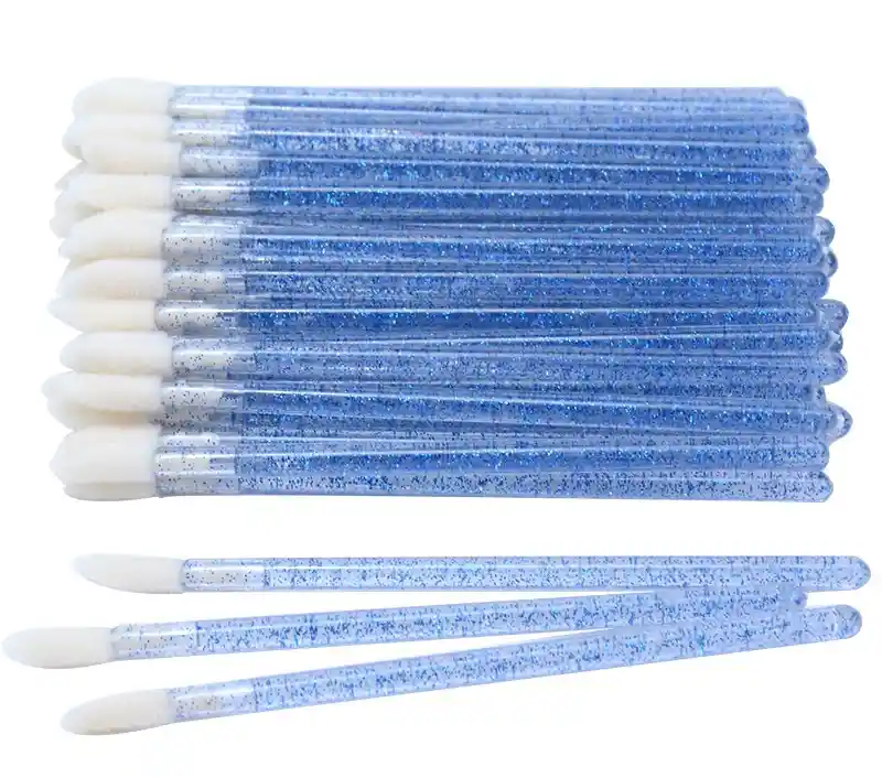 50 Aplicadores De Maquillaje Escarchados Azul