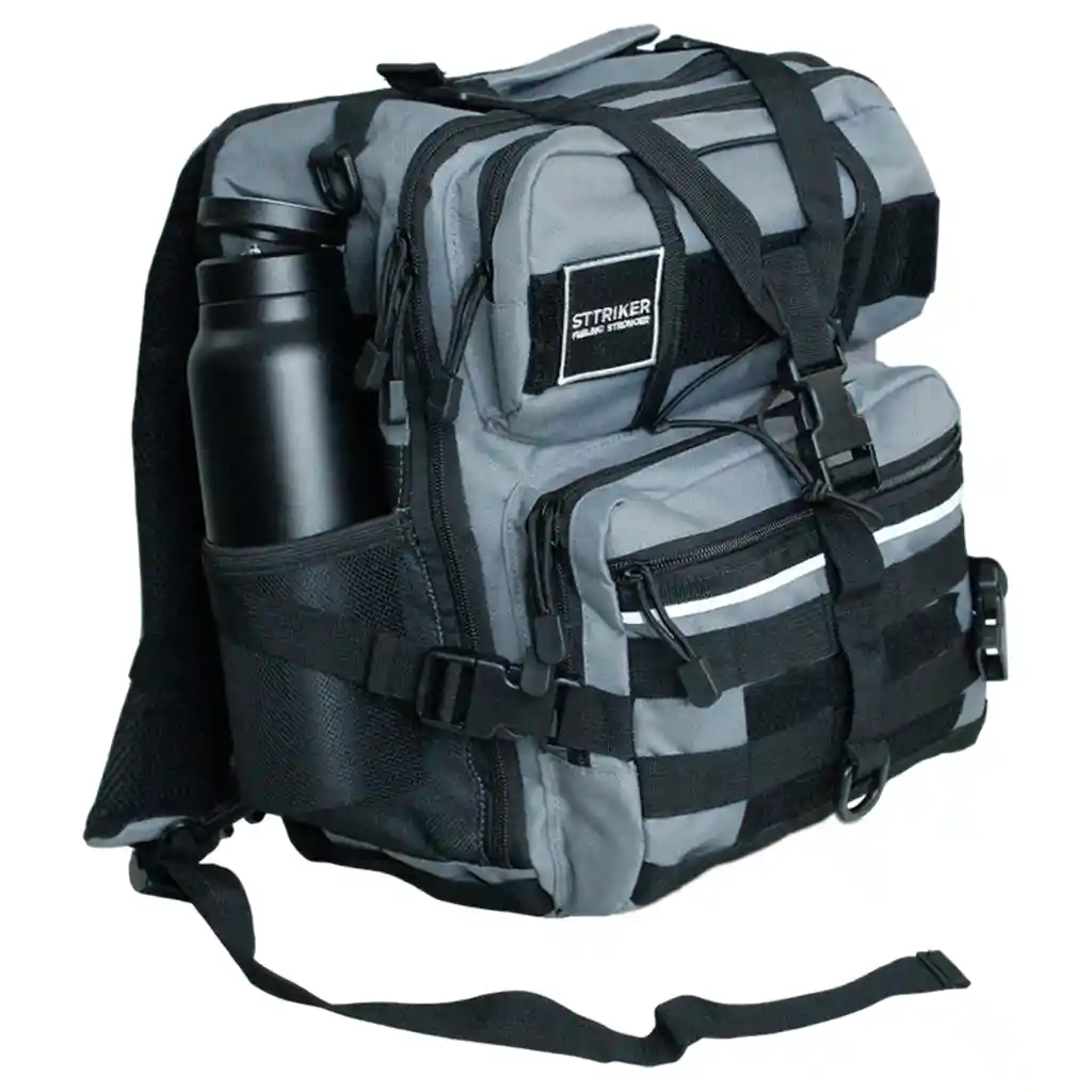 Morral Militar Sttriker Mochila Táctico 25l Maleta Gym Asalto Gris