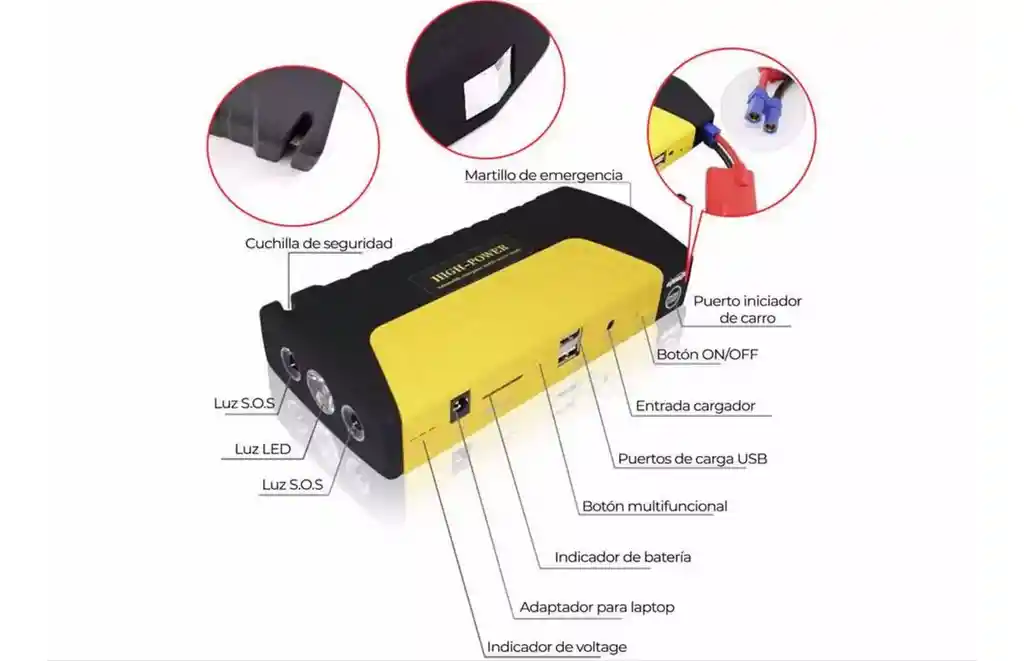 Iniciador Arrancador Baterias Carro Moto Compresor Kit 12v - Rappi
