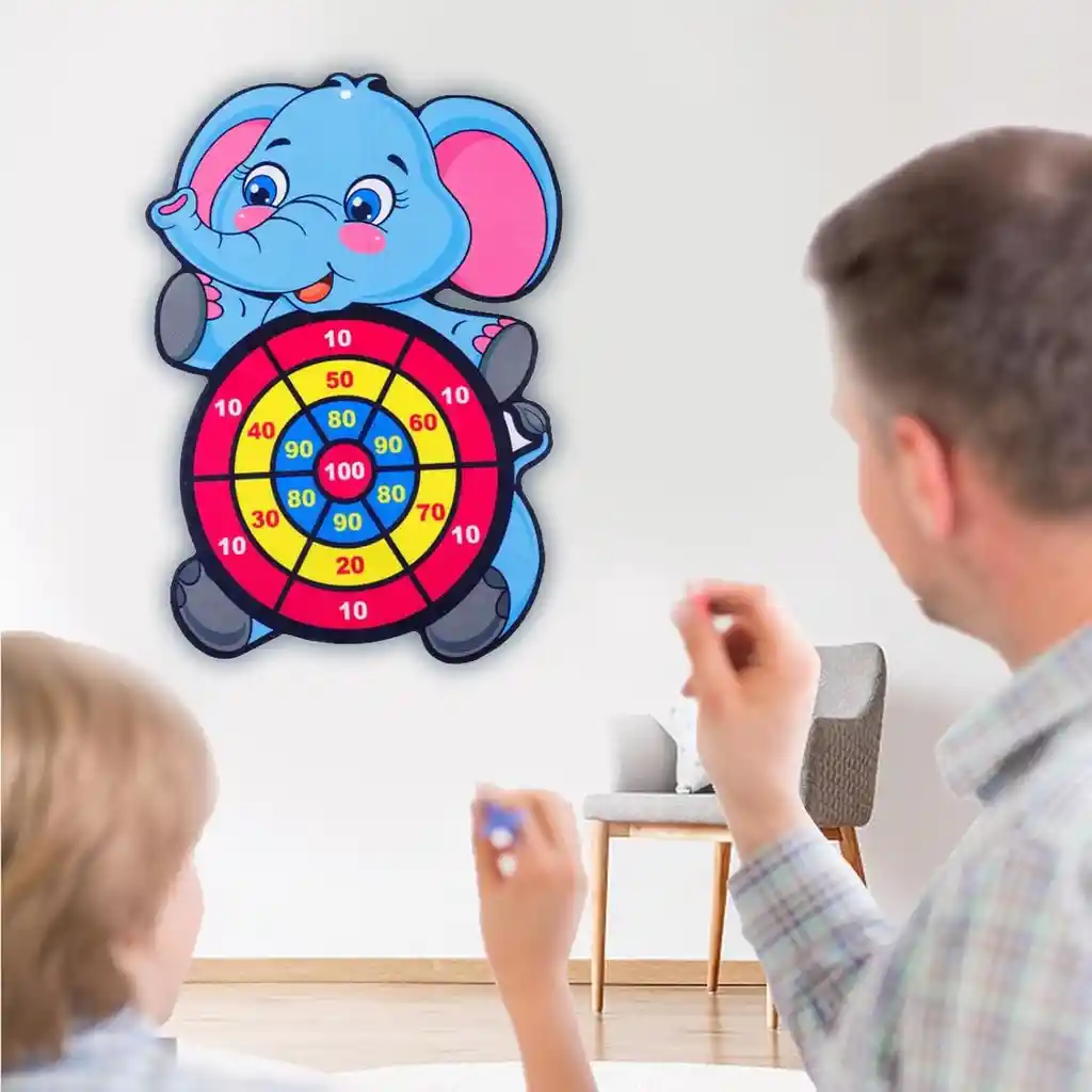 Juego Didáctico Y Divertido Elefante Dardos Velcro Para Niños