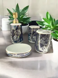Juego De Baño 4 Pcs Dispensador Organizador Decoracion En Ceramica