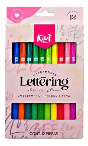 Marcadores Plumones Kiut Lettering Doble Punta - Punta Pincel Fina X 12 Uds