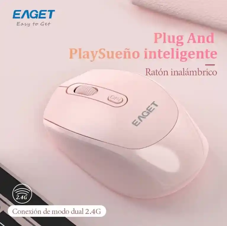 Ratón Inalámbrico Eaget 2.4g, Ratón Clásico Rosa, Portátil, Ratón Silencioso, Conector Usb Para Pc/portátil/ipad, Sensación Sedosa, Diseño Ergonómico. Oficina En Casa, Ligero Y Duradero