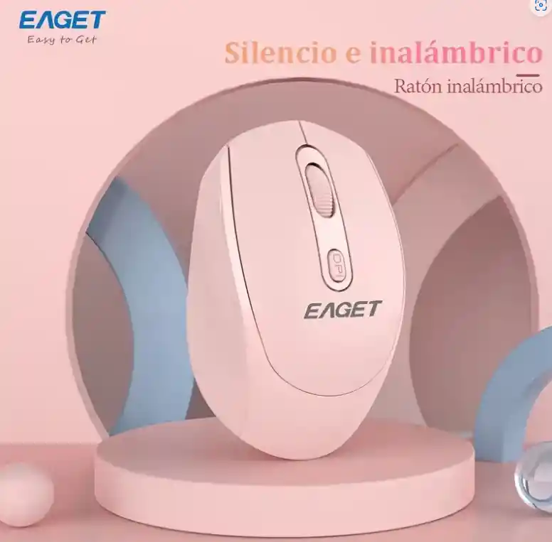 Ratón Inalámbrico Eaget 2.4g, Ratón Clásico Rosa, Portátil, Ratón Silencioso, Conector Usb Para Pc/portátil/ipad, Sensación Sedosa, Diseño Ergonómico. Oficina En Casa, Ligero Y Duradero