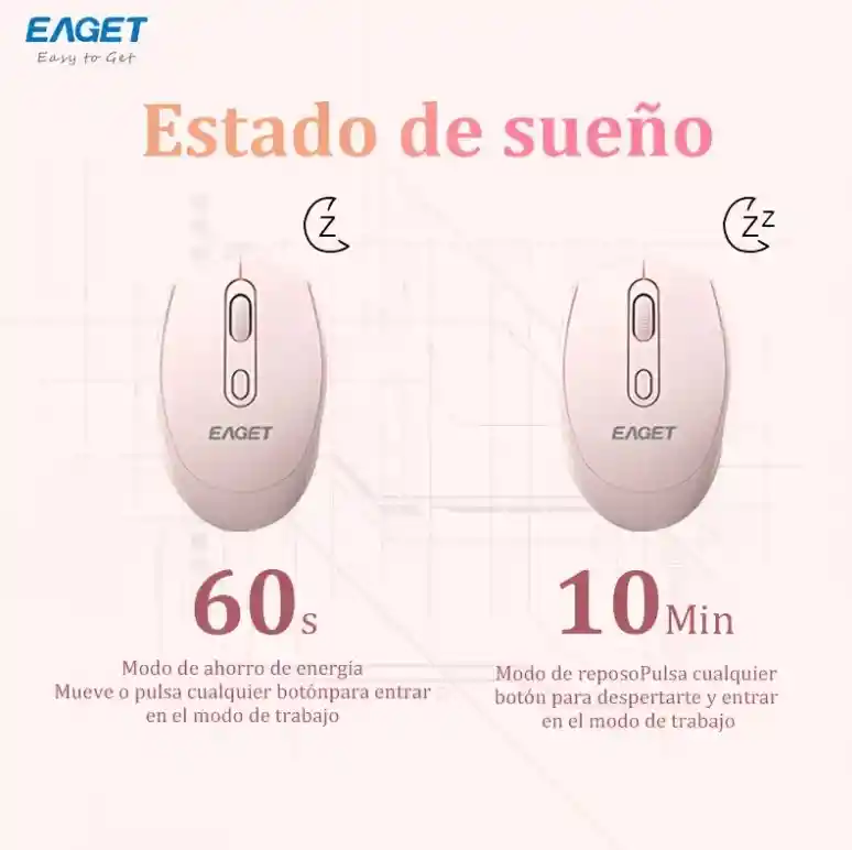 Ratón Inalámbrico Eaget 2.4g, Ratón Clásico Rosa, Portátil, Ratón Silencioso, Conector Usb Para Pc/portátil/ipad, Sensación Sedosa, Diseño Ergonómico. Oficina En Casa, Ligero Y Duradero