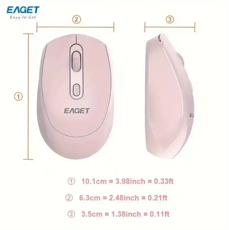Ratón Inalámbrico Eaget 2.4g, Ratón Clásico Rosa, Portátil, Ratón Silencioso, Conector Usb Para Pc/portátil/ipad, Sensación Sedosa, Diseño Ergonómico. Oficina En Casa, Ligero Y Duradero