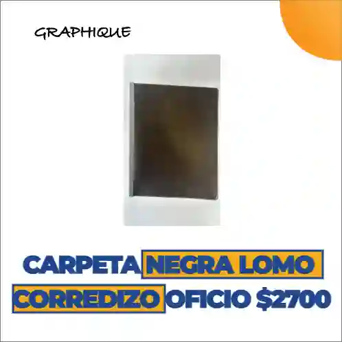 Carpeta De Lomo Corredizo Oficio Negra