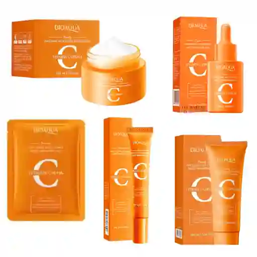 Kit Facial Vitamina C Con Ácido Hialuronico Bioaqua 5 Productos