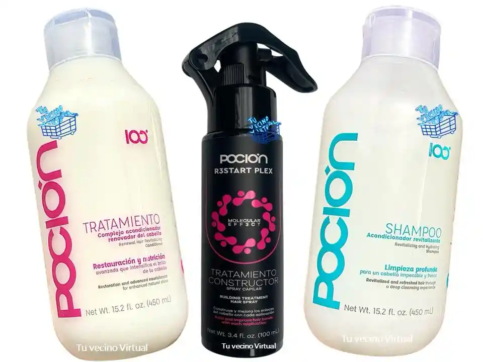 Shampoo, Tratamiento Acondicionador Y Tratamiento Constructor La Poción