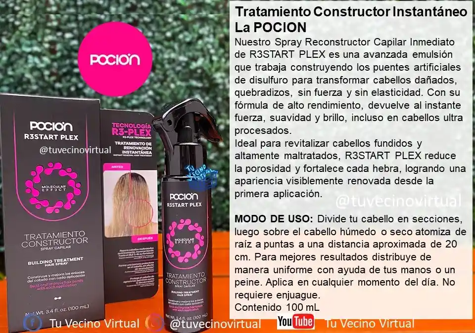 Shampoo, Tratamiento Acondicionador Y Tratamiento Constructor La Poción