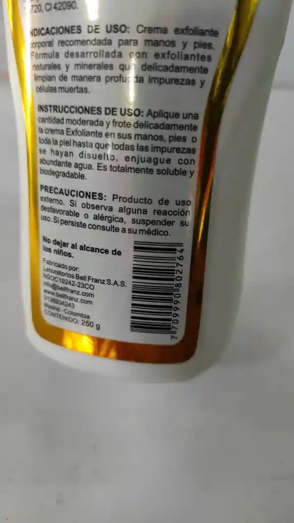 Crema Exfoliante Bell Franz Maracuya 250g