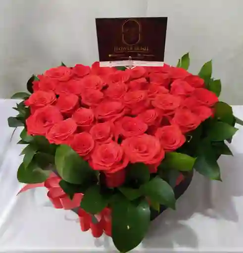 Flores Corazón De Rosas Rojas Jardin Eterno