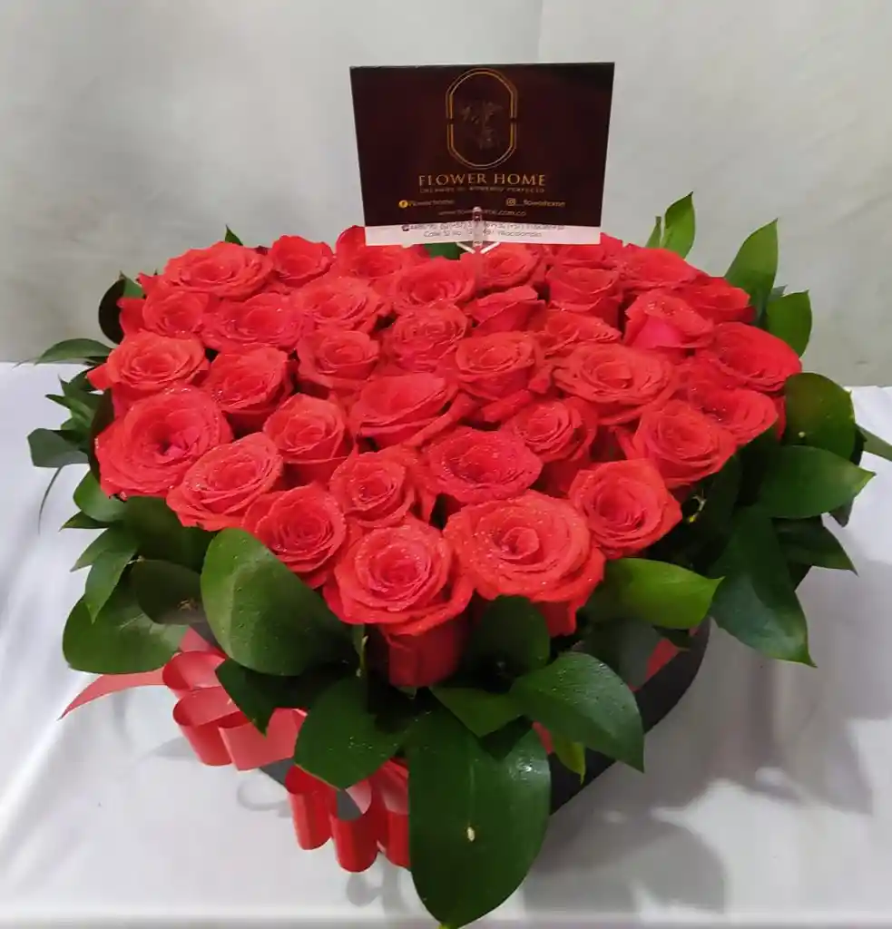 Flores Corazón De Rosas Rojas Jardin Eterno