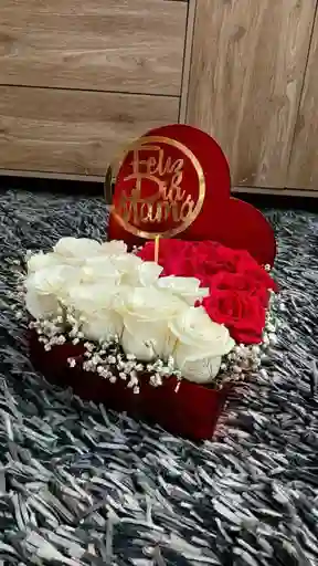 Rosas En Corazón Deluxe - Rosas Rojas Y Blancas