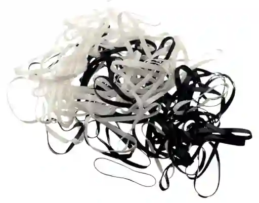 Paquete De Cauchos O Bandas, Grande Para El Cabello - Negro Y Blanco