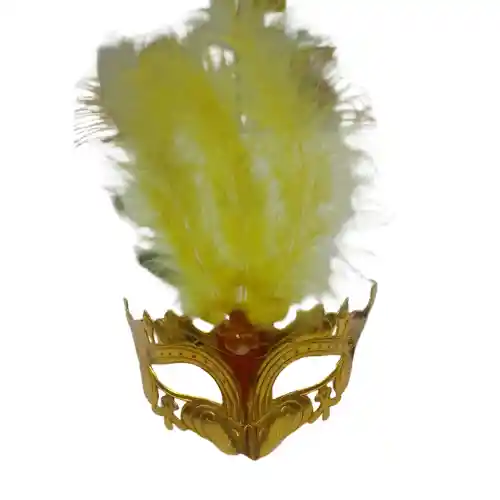 Antifaz De Pluma Dorado