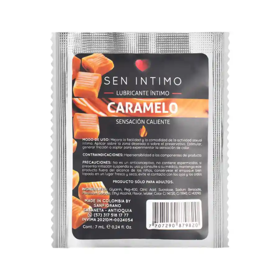 Lubricante Caliente Caramelo 7 Ml Sen Intimo