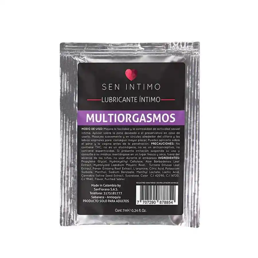 Lubricante Multiorgasmos 7 Ml Sen Intimo