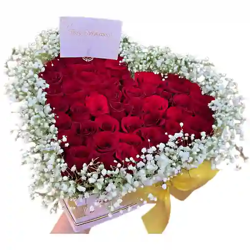 Caja Con Forma De Corazon De Diseño Floral De Rosas Rojas