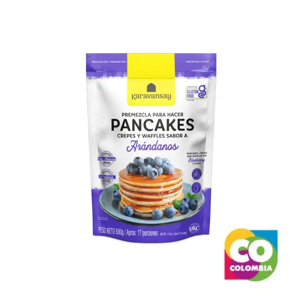 Premezcla Para Hacer Pancakes Creps Y Waffles Sabor Arandanos Doy Pack 500g