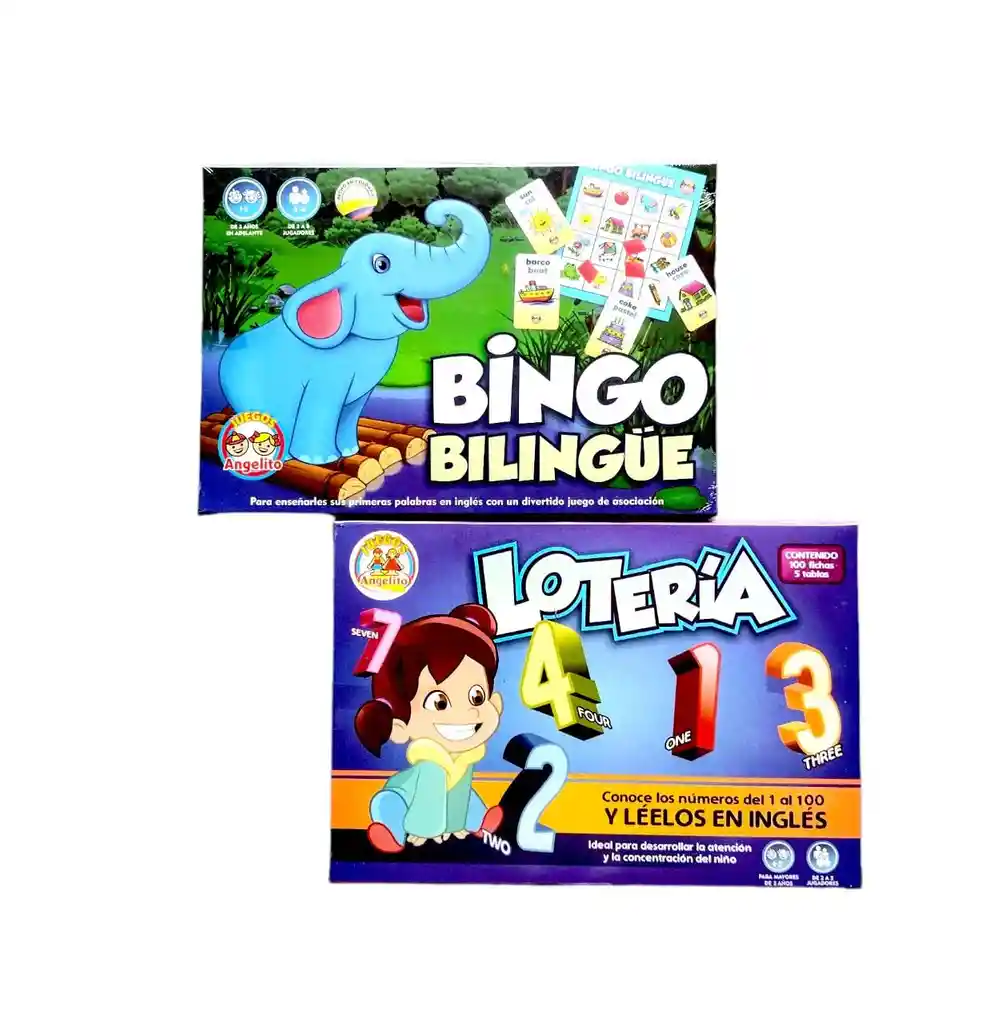 2 Loterias Bilingüe Juego Números 1 Al 100 Bingo Inglés Niños