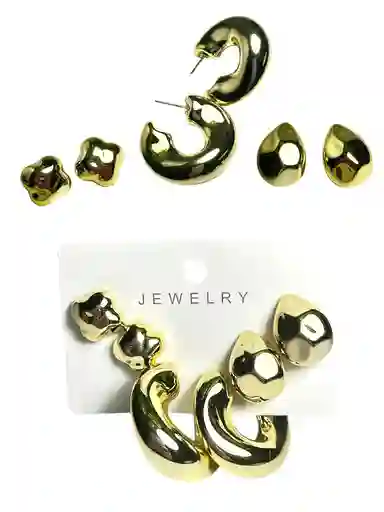 Set De Trio De Topo, Gota Troquelada Y Candonga Abierta Dorada