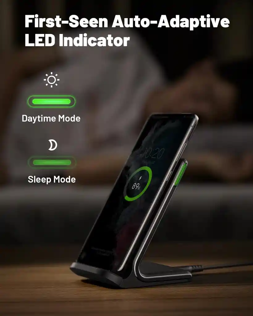 Cargador Inalámbrico, Estación De Carga Inalámbrica Rápida Con Certificación Qi De 15 W Con Luz Adaptativa Compatible Con Iphone 16 15 14 13 Pro Xs 8 Plus Samsung Galaxy S25 S24 S23 S22 S21 Plus Ultranote 20